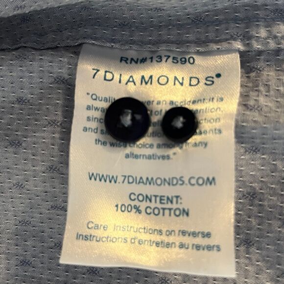 7Diamonds Premium Safari Inn 7DIAMONDS FIT Blue Mens M 100% Cotton Western Style - Picture 8 of 8
